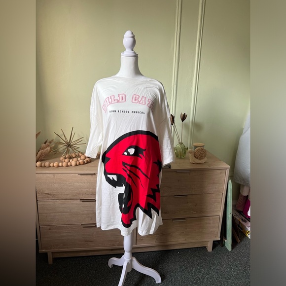 DISNEY Red Black High School Musical Bolton Jersey Midi Dress Graphic T-Shirt - Picture 3 of 14